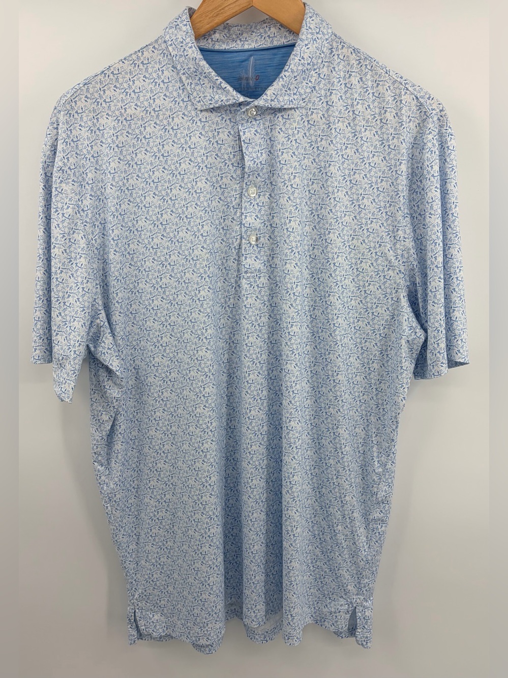 Johnnie-O featherweight I never slice Biarritz blue golf performance polo mens L